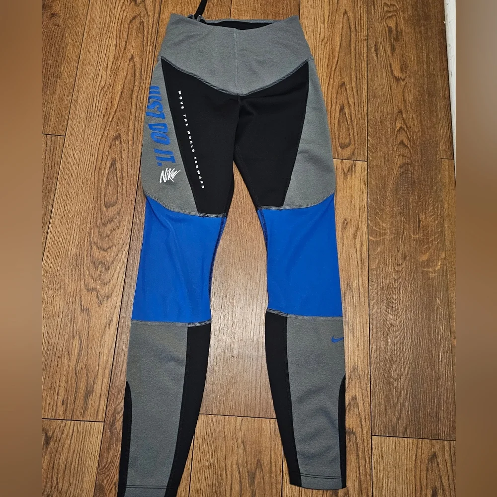 Nike Dri-Fit Hyper Power Speed Running Pants Mesh Knee Sz S Black Blue Athletic